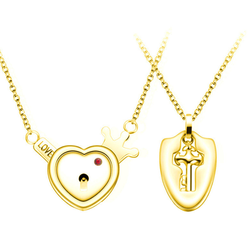 Fashion Jewelry Titanium Steel Couple Love Lock, Bracelet, Key Set, Necklace