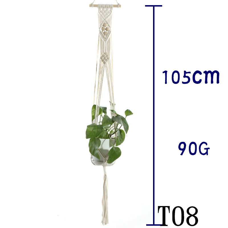 Flower Pot Net Bag Beige Cotton Rope Indoor Plant Hanger Hanging Basket Sling
