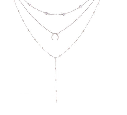 Fashion Multilayer Crescent Moon Choker Necklace With Bead Chain Initial Necklace Pendant On Neck Beads For Jewelry Making