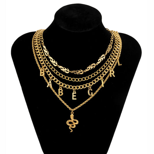 Trendy Serpentine Pendant Letter Necklace
