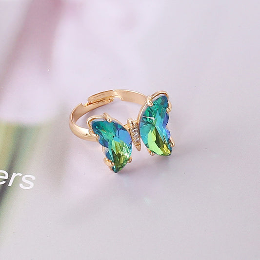 Gradient Butterfly Ring Female Personality Trendy INS Female Ring