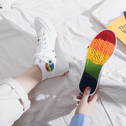 High-Top Rainbow Canvas Shoes College Style All-Match Canvas Shoes