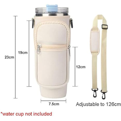Water Bottle Carrier Bag Fit For 40oz Tumbler With Handle, Water Bottle Holder Bag With Adjustable Shoulder Strap  For Hiking Travelling Camping