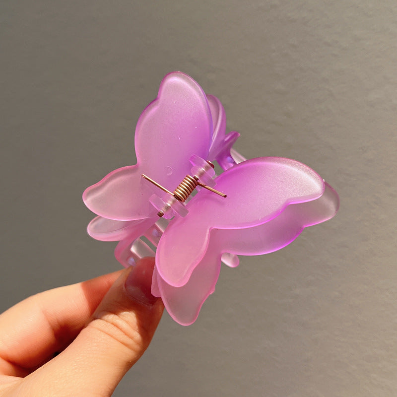 Gradient Color Double Butterfly Frosted Hair Clip
