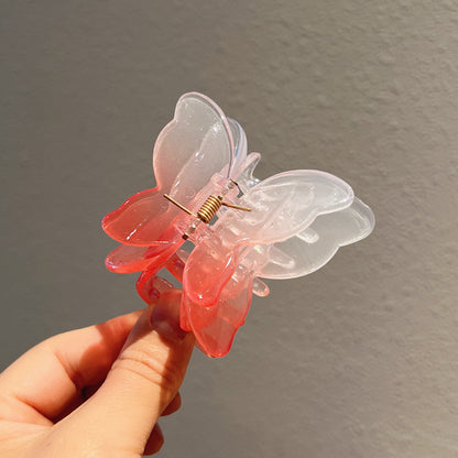 Gradient Color Double Butterfly Frosted Hair Clip