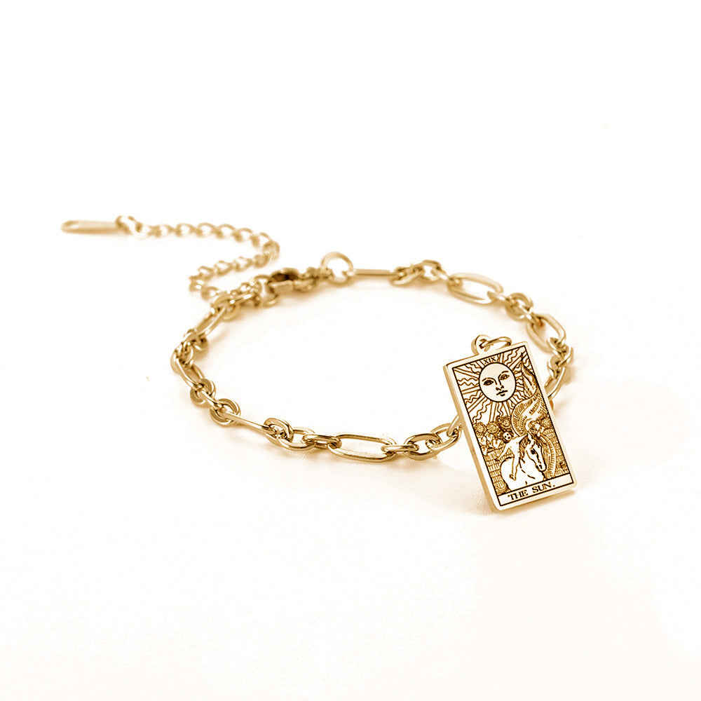 12 Tarot Card Series Fashion Trend Long Oval Link Chain Bracelet