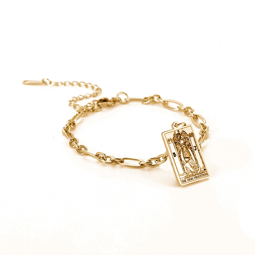 12 Tarot Card Series Fashion Trend Long Oval Link Chain Bracelet