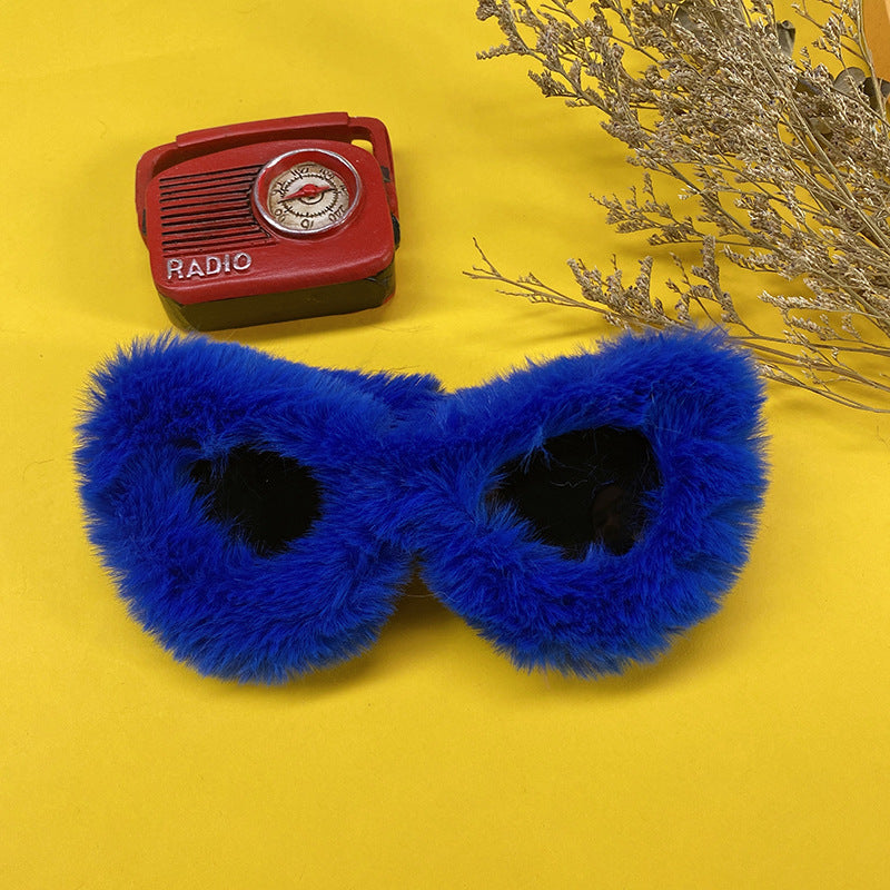 Plush Red Glasses Disco Personality Furry Sunglasses Christmas Social Ceiling Decorative Mirror