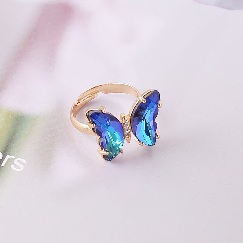 Gradient Butterfly Ring Female Personality Trendy INS Female Ring