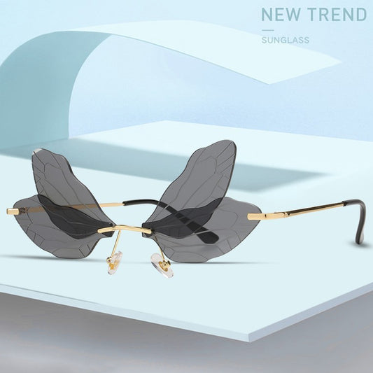 Trend Wings Sunglasses Exaggerated Gradient Color Internet-famous Colorful Beach Glasses
