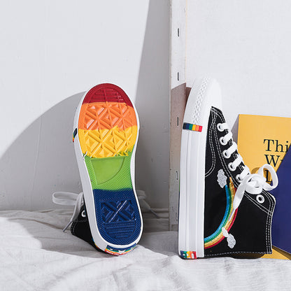 High-Top Rainbow Canvas Shoes College Style All-Match Canvas Shoes