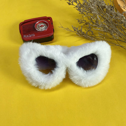 Plush Red Glasses Disco Personality Furry Sunglasses Christmas Social Ceiling Decorative Mirror